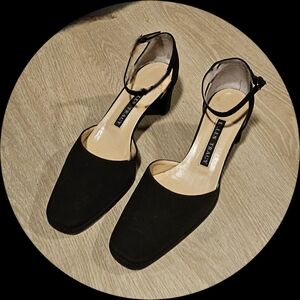 Elegant Black Ankle Strap Heels by Ellen Tracy